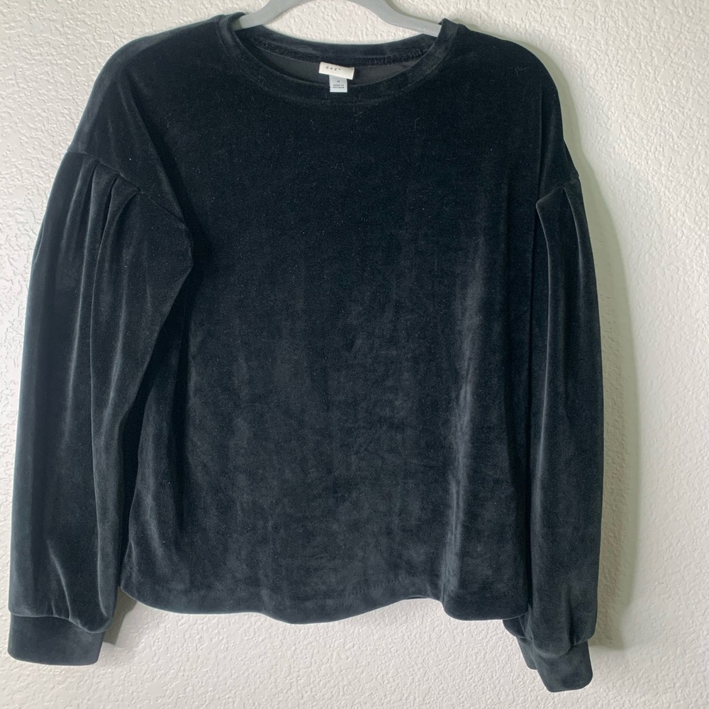 A NEW DAY Velour sweater top black size S Q102